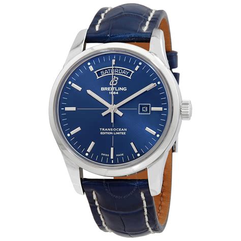 breitling transocean day and date blue